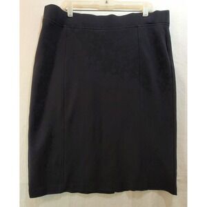NYDJ Straight Skirt Black Ponte Knit Womens XL Pencil Career Office Knee‎
